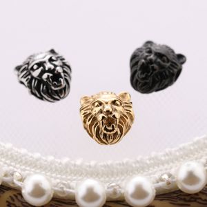 10.5 * 7mm DIY Metal Armband Smycken Göra för Present Silver / Guld / Svart Rostfritt Stål Lion Charms