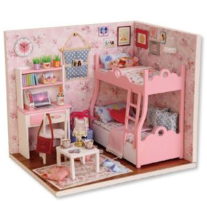 CUTEBEE Doll House DIY Miniature Dollhouse Model Wooden Toy Furnitures Casa De Boneca Dolls Houses Toys Birthday Gift LJ200909