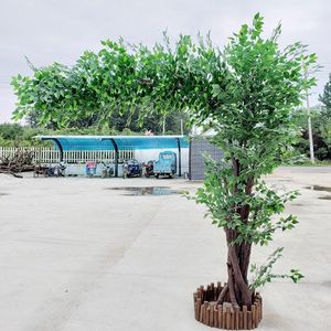 Decorative Flowers & Wreaths Artificial Big Tree Landscape Ficus Microcarpa Greenery Plant Store Decoration Scenery Flower1