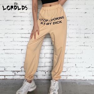 Lordlds kobiety przestają patrzeć na moje kutasy spodnie dresowe lato damskie bramki streetwear Hip Hop Spodnie Joggers dla kobiety 201109