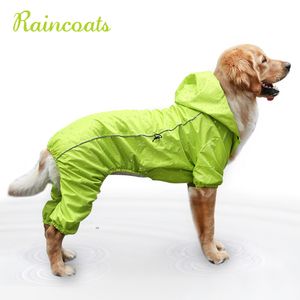 Grande cão capa de chuva capa dourada roupa roupa médio grande cão casaco de chuva inverno trajes impermeável macacão para labrador y200324