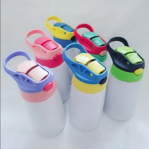 12oz Sublimation Sippy Cup 350ml Sublimation Kinder Wasserflasche mit Strohdeckel Tragbarer Edelstahl-Trinkbecher Sea Ship HHB1799