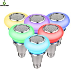 Alto-falante de lâmpada Bluetooth Multiplicar RGB Smart LED lâmpadas Synfronous Music player app ou controle remoto E27 8W 12W