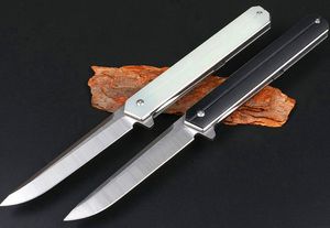 Varm!! Kullager Flipper Folding Kniv 440c Satin Drop Point Blade Black / Sand G10 + Rostfritt stålplåt Hantera EDC-knivar