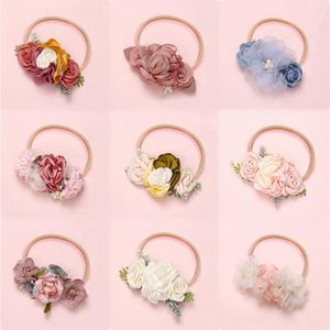 Wholesale newborn photography crown for sale - Group buy Artificial Flower Headband For Baby Girls Crown Kids Infant Hairband Nylon Traceless Newborn Photography Props Hair Accessories