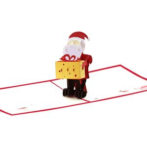 Jul Santa Claus Box Gratulationskort 3d popup Papper Handgjorda vykort Xmas Party Gifts Tillbehör
