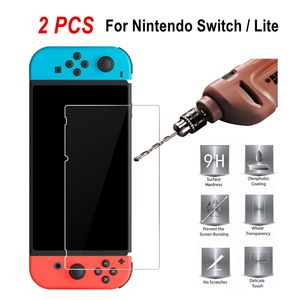 2 pcs Per Pack 9H Ultra Thin Premium Tempered Glass Screen Protector Film HD Clear Anti-Scratch For Nintendo Switch Lite With Retail Bag