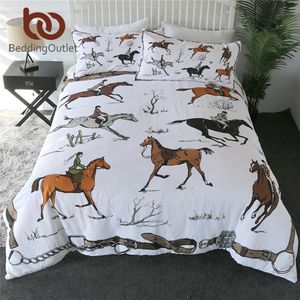 BeddingOutlet Animals Duvet Cover Set King Equestrian Bedspread England Tradition Horse Riding Bedding Set Sports Bed Clothes 201127