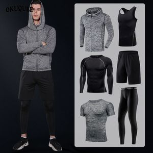 Men Sportswear Compression Sport Suits Breathable Gym Clothes Man Sports Joggers Training Gym Fitness Tracksuit Running Sets 3XL T200704