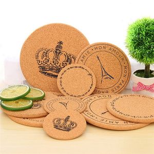 Multiuso resistente al calore Pad Legno Forma rotonda Sottobicchiere in sughero Tè Bere Vino Tazza di caffè Casseruola Mat Pad Decorazioni per la tavola T200703