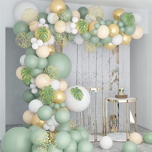 Macaron Green Balloon Garland Kit Kit de Casamento Ballon Festa de Aniversário Decoração Crianças Safari Tema Safari Chuveiro 220217