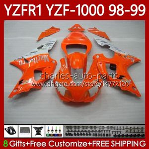 Motorrad-Karosserie für Yamaha YZF-R1 YZF1000 YZF R 1 1000 CC 98-01 Karosserien 82No.70 YZF Orange weiß R1 1000CC 1998 1999 2000 2001 YZF-1000 YZFR1 98 99 00 01 OEM-Verkleidungsset