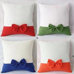 40x40cm Bow Pillow Cover Sublimation Blanks DIY Printing Kudde Pillowcases med dragkedja RRF13299