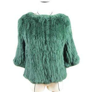 HARPPIHOP * 새로운 뜨거운 판매 여성 진짜 토끼 모피 니트 코트 자켓 조끼 랩 전체 11 색 블랙 베이지 201212