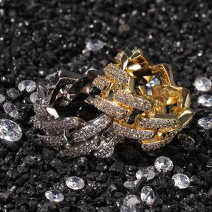 Anel de mens hip hop jóias gelado fora anéis de banda de ouro de luxo