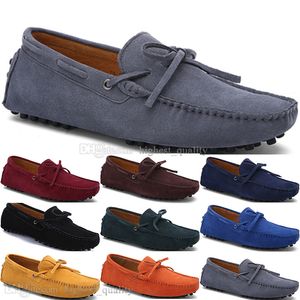 070 Neue Mode Herren Freizeitschuhe Leder Britischer Stil Frühling Paar Echte Erbsen Peeling Männer Fahren Fauler Mann Überschuhe Outdoor Bequem Atmungsaktiv Schwarz Gelb