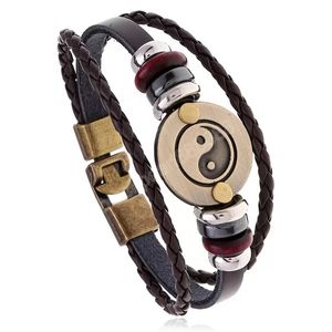 Braccialetto di Yinyang Mullti Layer Braccialetti in pelle da donna uomini gioielli moda