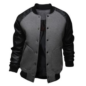 Cool College Baseball Jacket Men Fashion Design Black Pu Leather Sleeve Mens Slim Fit Varsity Jacket Brand Veste Homme J04 201118