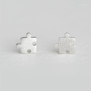 Stud 925 Sterling Silver Splicing Block Form Earrings For Women Casual Style Girl Earings Personlighetsmycken1