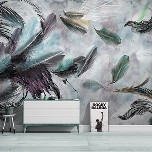 Personalizado Qualquer tamanho Mural Wallpaper Nordic Modern Sim Simples Retro Cor Pena Aquarela Pintura de Parede Sala Quarto Arte Fresco