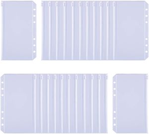 Kieszenie na segregatory A6 Rozmiar 6 Otwory Zipper Binder Pouch Foldery Wodoodporne PVC Luźne torby z liśćmi