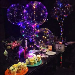 20-Zoll-LED-Schnüre Bobo-Ballon mit transparenten Heliumballons Sticks, Hochzeit, Weihnachten, Halloween, Geburtstag, Ballons, Partydekoration