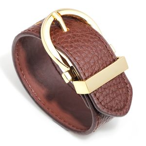 Personality Colorful 28MM Width Leather Cuff Bracelet Adjustable Stainless Steel Buckle Bracelets