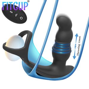 Analvibrator Prostata-Masturbatoren Doppelring-Massagegerät für Männer Butt Plug Wireless Remote Thrusting Dildo Vibratoren Gay