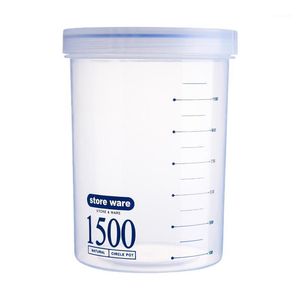 Garrafas de armazenamento frascos de grande negócio garrafa de cozinha com tampa de grande capacidade de grande capacidade Caixa de cereais plástico transparente pode azul 15001