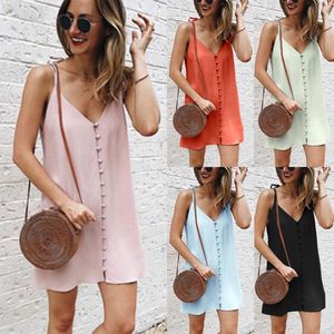 2020 Sexy Satin v neck camisole tank top women backless button crop top New fashion lady sleeveless black/white camis tops blusa