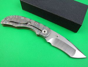 Высочайшее качество Выживание складной нож D2 60HRC SATIN + Coneenwash Finith Blade TC4 Титановый сплав ручки ножи с розничной коробкой