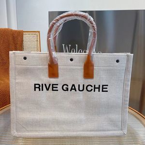 Borsa da donna alla moda Rive Gauche Tote Shopping Bag Borsa da spiaggia di grande capacità in tela di alta qualità Borsa da viaggio a tracolla da viaggio di design di lusso Borsa a tracolla