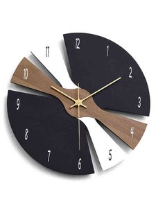 Nordic Large Wall Clock Modern Wood Silent Watches Creative Luxury Clocks Wall Home Decor Living Room Decoration Gift Ideas H1230