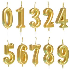 Gold Birthday Number Candle 0 1 2 3 4 5 6 7 8 9 Cake a candela Cupcake Topper Party Birthday Cake Candela Decorazione Party Supply Y200618