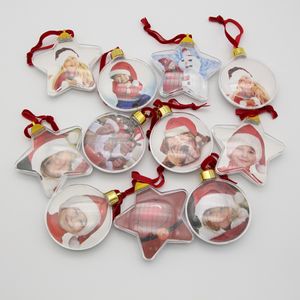 DIY Julklappar Foto Ball Clip Transparent Round Five Star Christmas Tree Ornaments Alla hjärtans dag Present XD24062