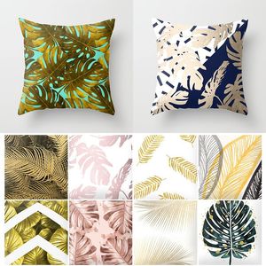 Wholesale gold cushions covers resale online - Pillow Case Tropical Plant Leaves Cushion Cover Pillowcase Gold Geometric Sofa Throw x45cm Living Room Home Decor