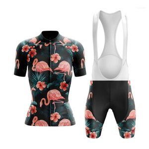 Racing Sets Classic Retro Flamingo Women's Summer Short Sleeve Cycling Jerseys Bicycle Clothing Bike Wear Bib Pants