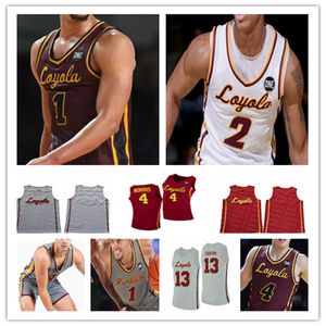 Custom College Basketball Loyola Chicago Ramblers Maglie Lucas Williamson Ryan Schwieger Braden Norris Aher Uguak Kennedy Chris Knight Clayton Custer Krutwig