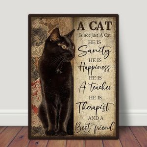 고양이는 고양이가 아닙니다 포스터 빈티지 검은 고양이 캔버스 인쇄 그림 동물 친구 벽 예술 그림 현대 홈 장식