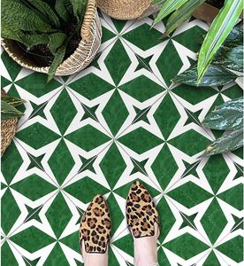 Geometriska mönsterplattor Marockansk mörkgrön balkong Courtyard Mosaic Kök Badrum Antik kakel
