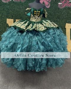 Grön bollklänning quinceanera klänning prinsessan söt 15 16 klänning för tjej examen klänningar vestidos de quinceanera