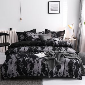 Set copripiumino Stone Leopard Swallow Stampa geometrica Luxury Black Set biancheria da letto Federa Copripiumino Funda Edredon King LJ201015