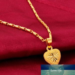 Vietnam Sand Fashion Heart-shaped Necklaces Pendants Woman Chokers Collar Water Wave Chain Bib Yellow Gold Wedding Jewelry