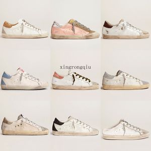 Italien Deluxe Sneakers Women Casual Shoes Luxury Basket Superstar Pink-Gold Glitter Classic White Do-Old Dirty Shoe