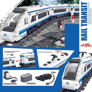 City Electric Train Remote Control Building Block Technic Rail ad alta velocità Mattoni Batteria Motor Power Bambini Giocattoli per bambini Regali LJ200928