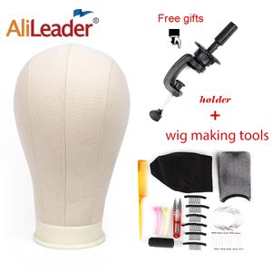 AliLeader 11 PCS kit per la creazione di parrucche testa di blocco di tela con supporto testa di manichino fai da te cappuccio a cupola pettini aghi perni a T morsetto per filo