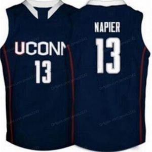 Anpassad #13 Shabazz Napier College Basketball Jersey Men Syched White Blue Any Size 2XS-5XL Namn och nummer toppkvalitet