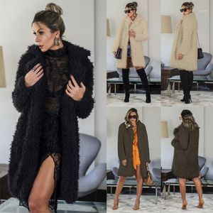 Women Autumn Winter Long Sleeve Cardigan Jacket Slim Fit Long Fleece Coat Soft1