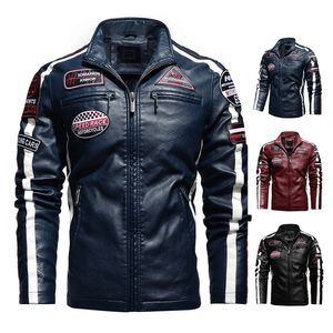 Aliksada Männer Herbst Winter Neue Mode Motor Biker Leder Jacken Mantel Männer Vintage Stil Patchwork PU Faux Leder Jacken Männer 201119