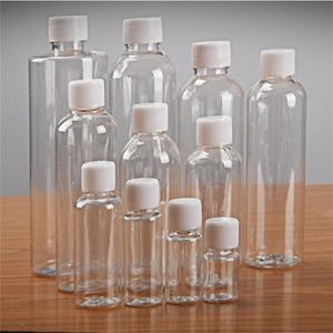 5ml 10ml 20ml 30ml 50ml 60ml 80ml 100ml 120ml garrafas recarregáveis ​​recarregáveis ​​claras recipiente vazio com tampão de parafuso